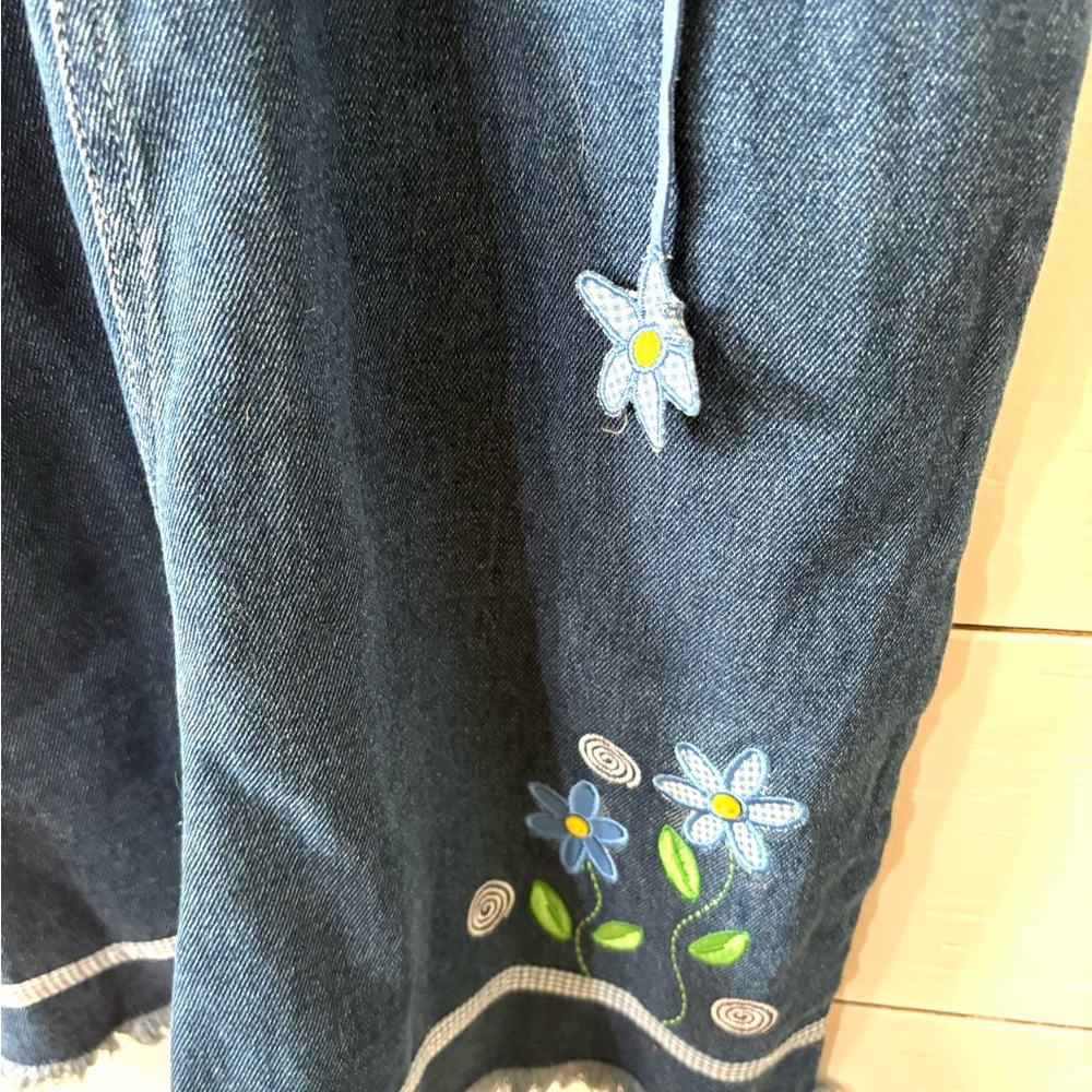Basic Editions Blue Denim Dress with Floral Embroidery - Picture 2 of 8